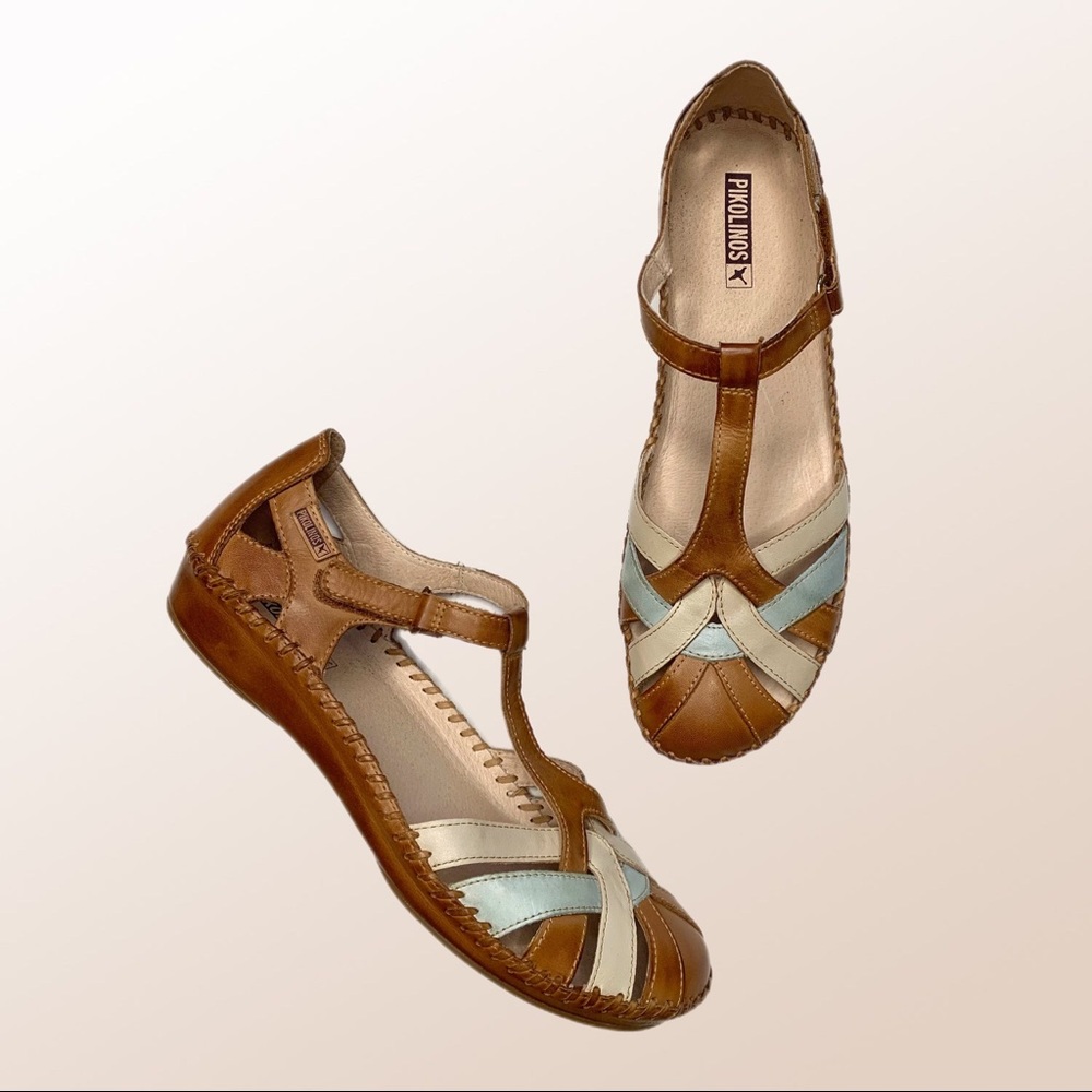 PIKOLINOS “VALLARTA 655” Low Wedge Sandals Brown Leather NEW Shoes EU 41 US 10.5